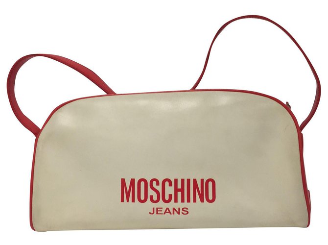 Moschino Jeans Umhängetasche Weiß Leder  ref.153434