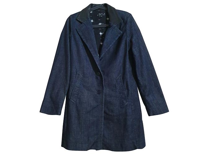 Giacca lunga in denim Agnès b. blu in cotone