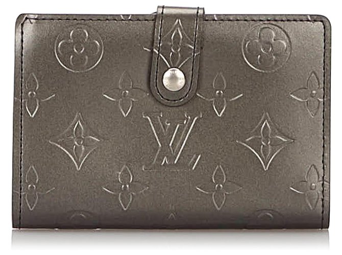 Louis Vuitton Gray Monogram Mat French Purse Grey Leather Patent leather  ref.153479