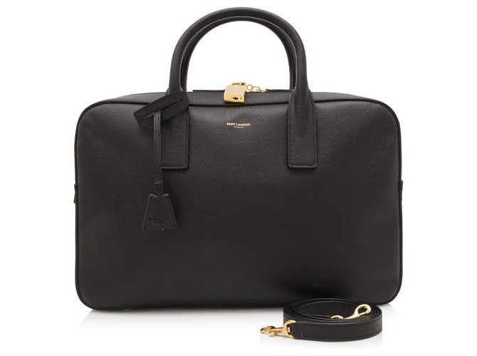 Yves Saint Laurent YSL Black calf leather Museum Briefcase Pony-style calfskin  ref.153480