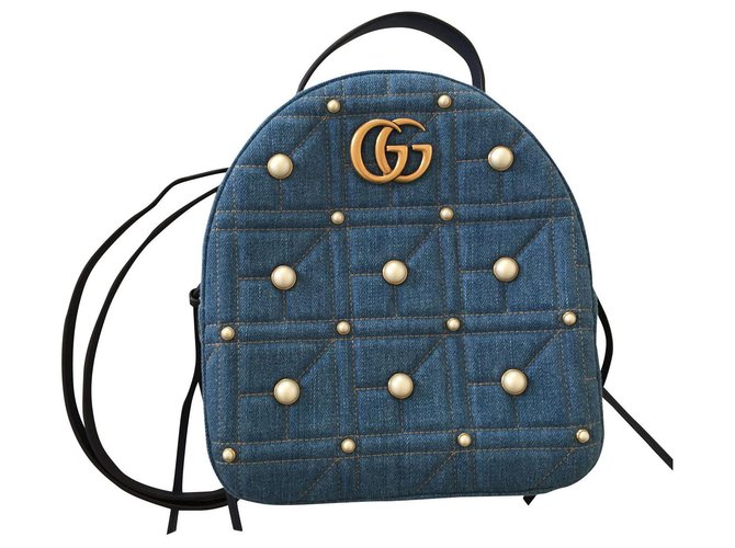 Marmont Gucci backpack Blue Denim  ref.153576