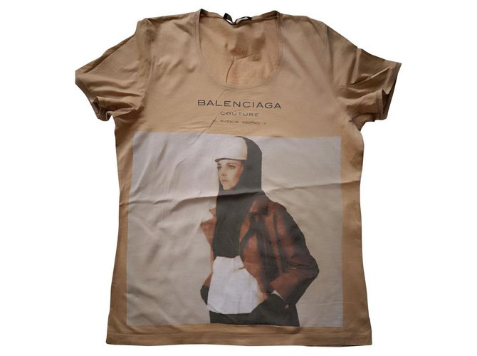 T-shirt Balenciaga Brown Cotton  ref.153594