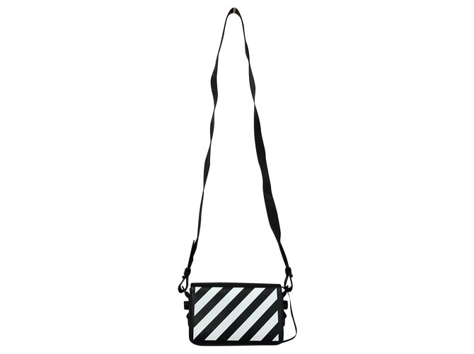 OFF-WHITE Camera Bag Sculpture Black White in Saffiano Leather