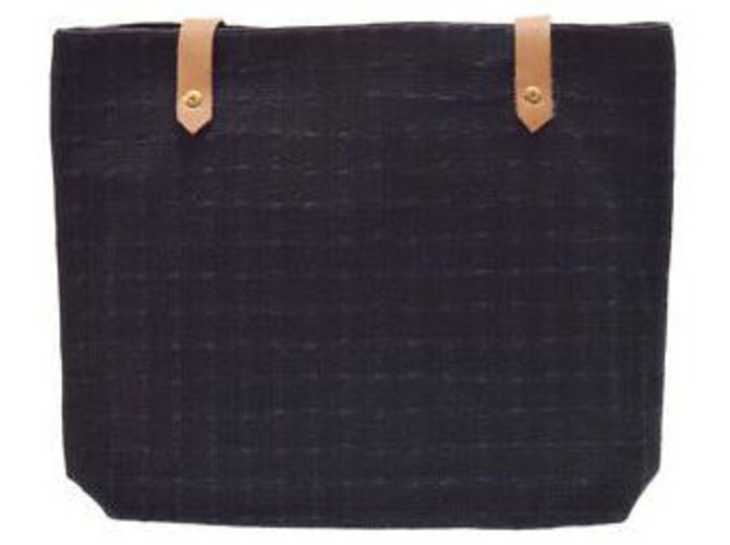 Bolso de hombro de lona Hermès Negro Algodón  ref.153668