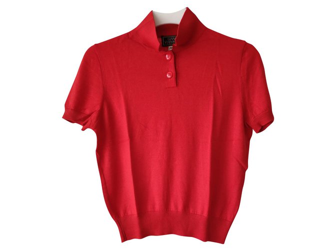 Gianni Versace VERSACE  POLO  MIXT CASHEMERE Red Silk Cashmere  ref.153681