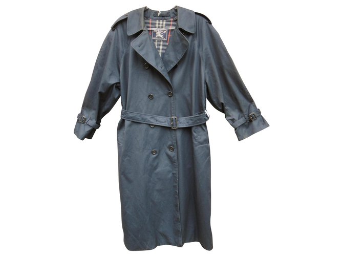 trench femme Burberry vintage taille 44 Coton Polyester Bleu Marine  ref.153684