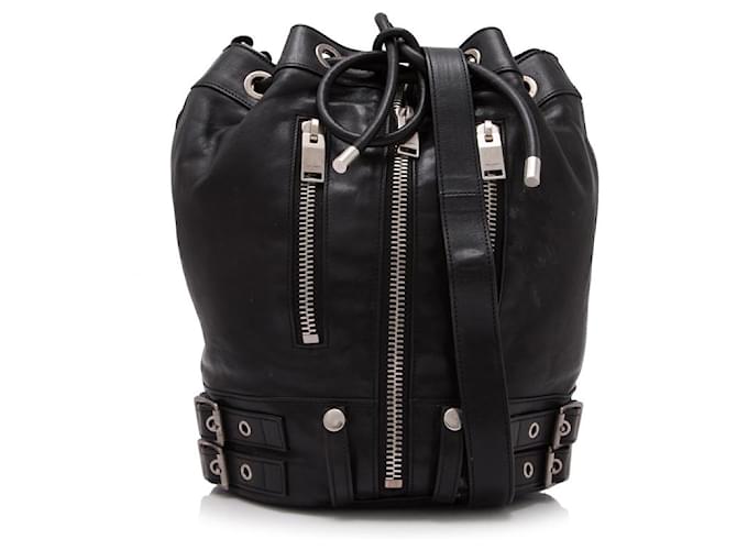Yves Saint Laurent YSL Black Leather Rider Bucket Bag  ref.153729