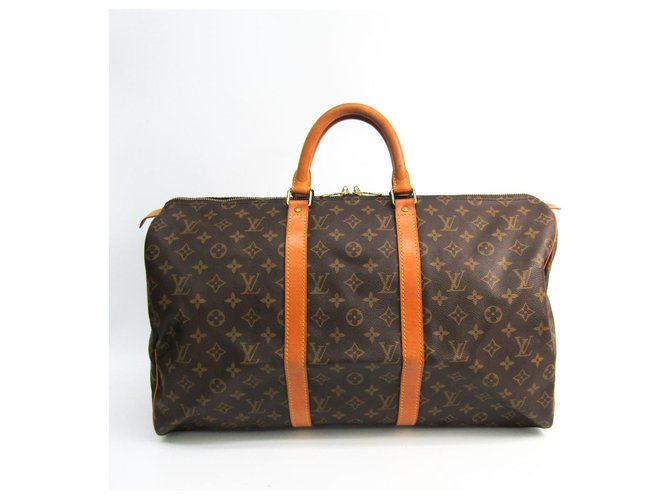 Louis Vuitton Brown Monogram Keepall 50 Leather Cloth  ref.153746