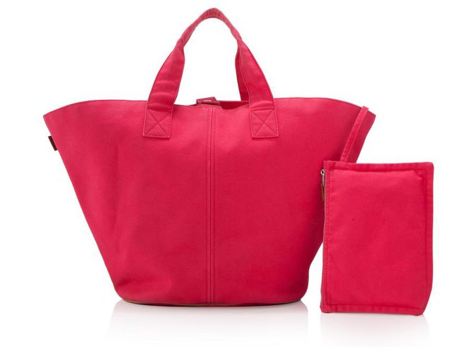 Hermes Pink Canvas Beach Tote Bag Totes 