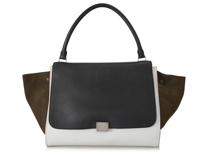 Céline Celine White Suede Trapeze Handbag Multiple colors Leather  ref.153769