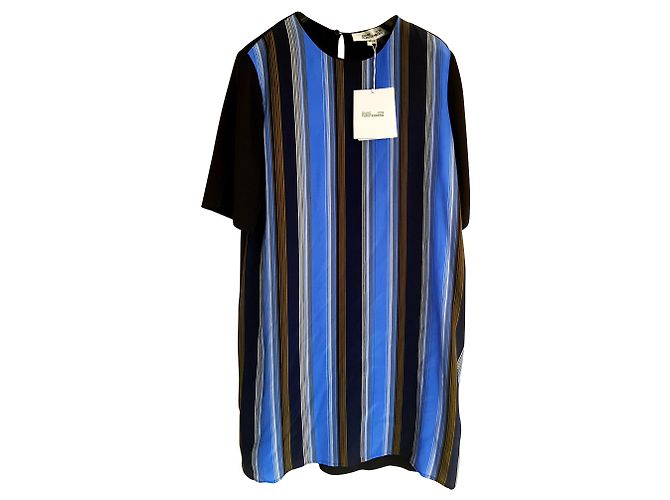 Diane Von Furstenberg Seidenkleid Schwarz Hellblau