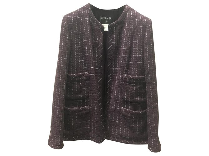 Chanel Chaquetas Púrpura Tweed  ref.153806