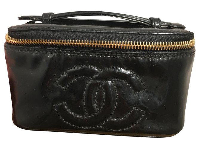 Chanel borse, portafogli, casi Nero Pelle verniciata  ref.153810