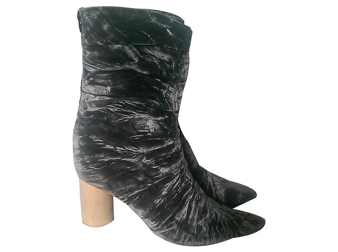 Botines Veronique Leroy Runway de terciopelo gris