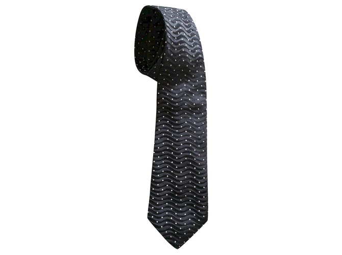 Loft Designed By corbata blanco y negro Seda  ref.153923