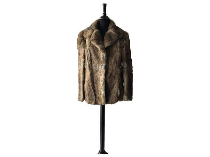 Autre Marque Real fur coat echter pelz Beige Light brown  ref.153930