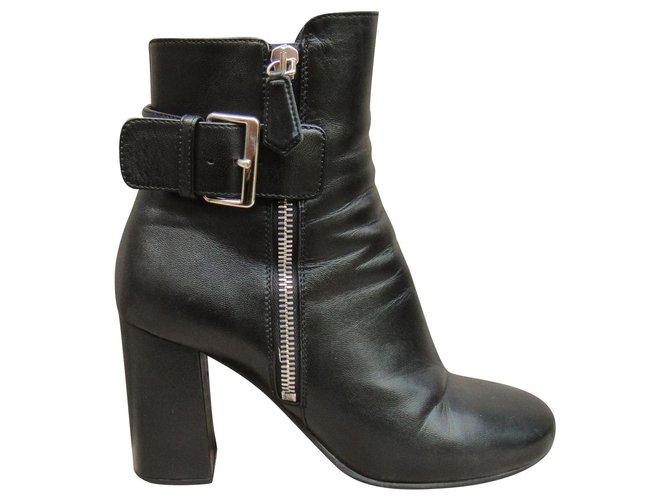 Prada boots size 37, 5 with signs of wear Black Leather  ref.153933