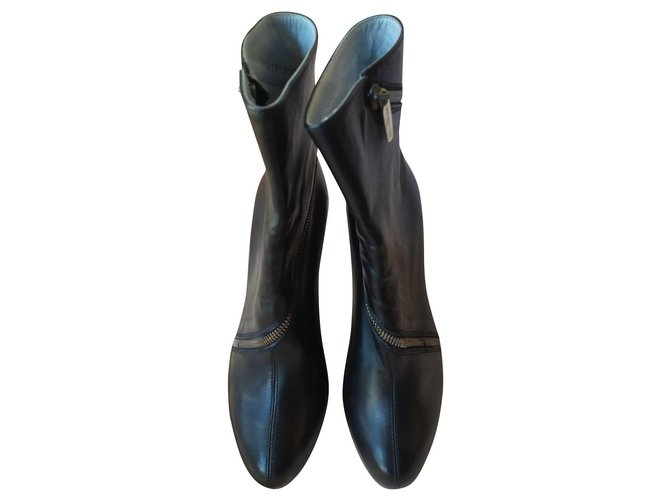 Sergio Rossi Ankle Boots Black Leather  ref.153935