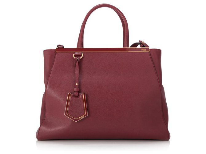 2 Jours Fendi Rouge Medium 2Sacoche en cuir Jours Veau façon poulain  ref.153954