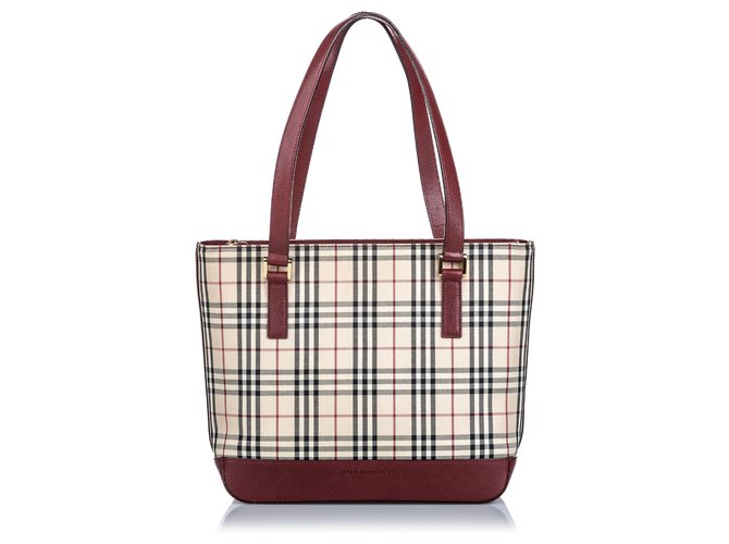 Burberry Brown House Check Canvas Tote Bag Multiple colors Beige Leather Cloth Cloth  ref.153958
