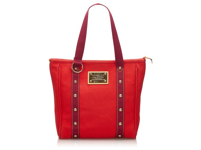 Louis Vuitton Red Antigua Cabas MM Cloth Cloth  ref.153988