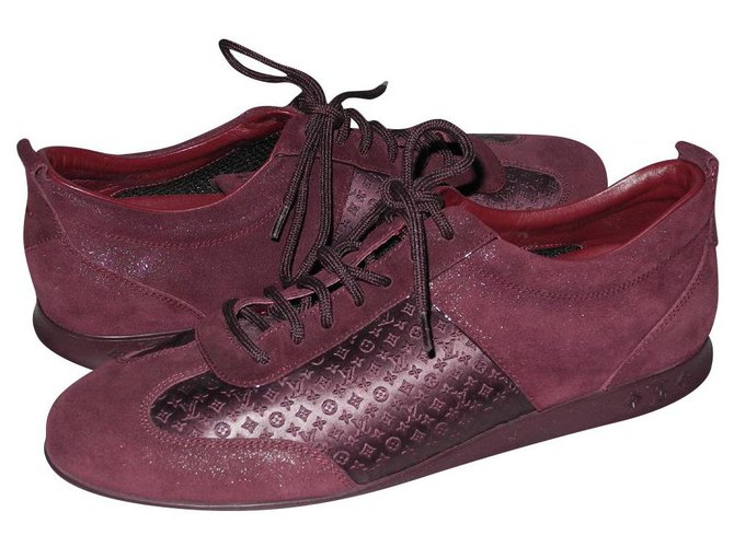 Louis Vuitton sneakers Cuir Daim Prune  ref.154024