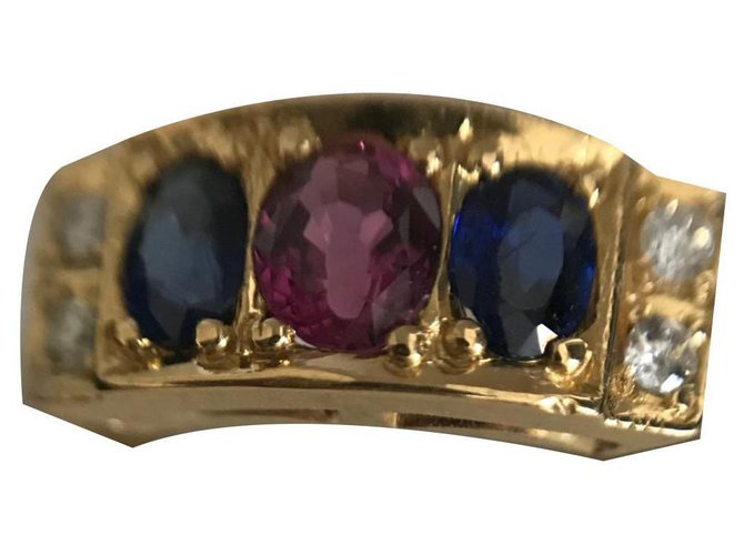 No Brand Yellow gold garter ring , sapphires and diamonds Golden  ref.154103