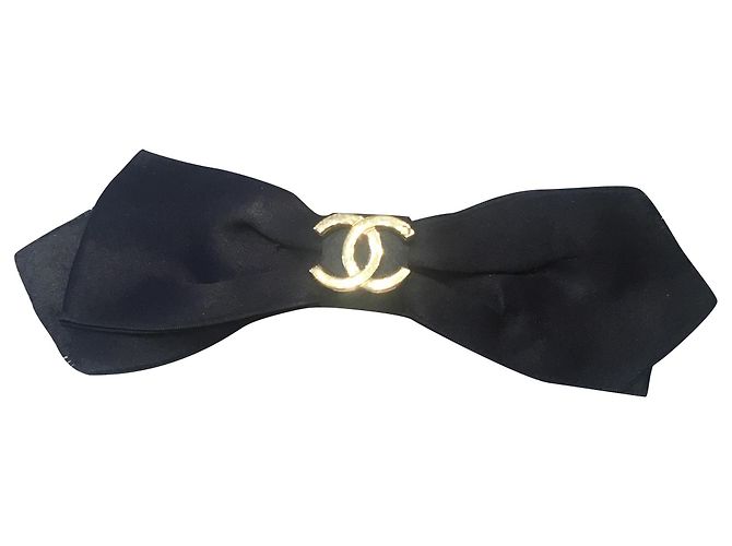 Chanel Accessori per capelli Nero D'oro Seta