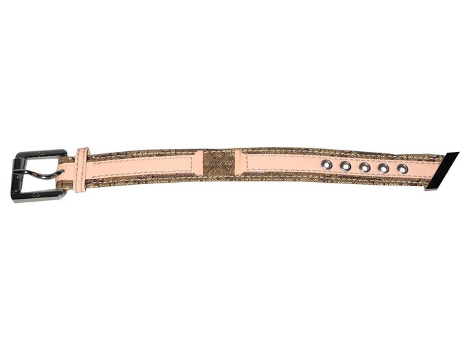 Dior Armbänder Braun Pink Lackleder Leinwand  ref.154214