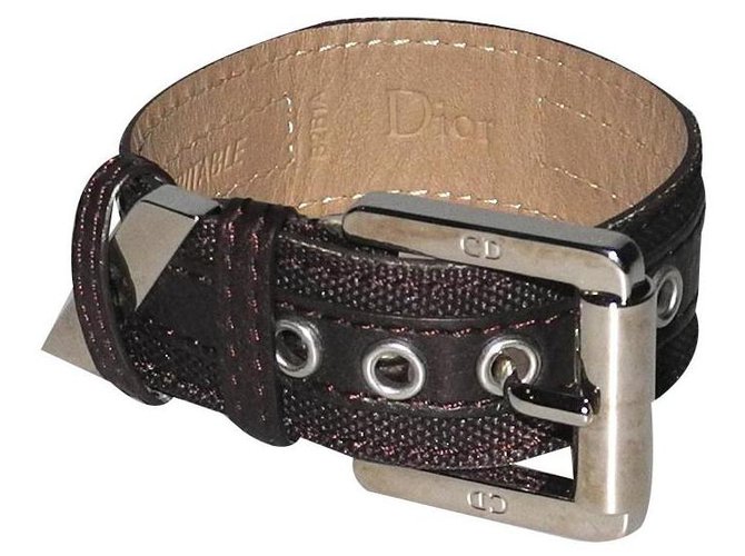 Dior Bracelets Cuir Toile Chocolat  ref.154216