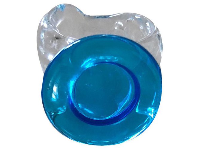 Autre Marque blue blown glass ring size 51-52  ref.154217