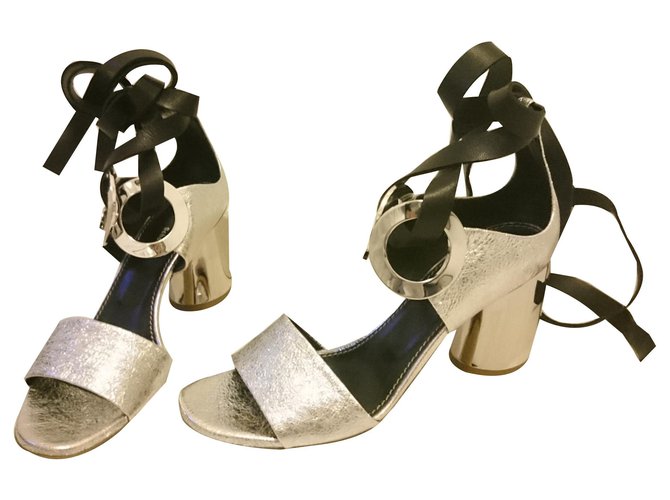 Proenza Schouler sandals Black Silvery Leather  ref.154225