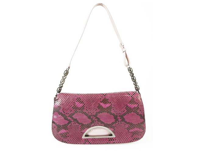 Christian Dior Malice Purple & Black Python Snakeskin Shoulder Bag Flap Bag  ref.154294