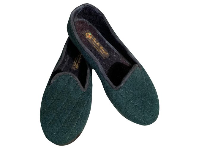 Loro Piana Cachemire slippers Green Cashmere  ref.154342