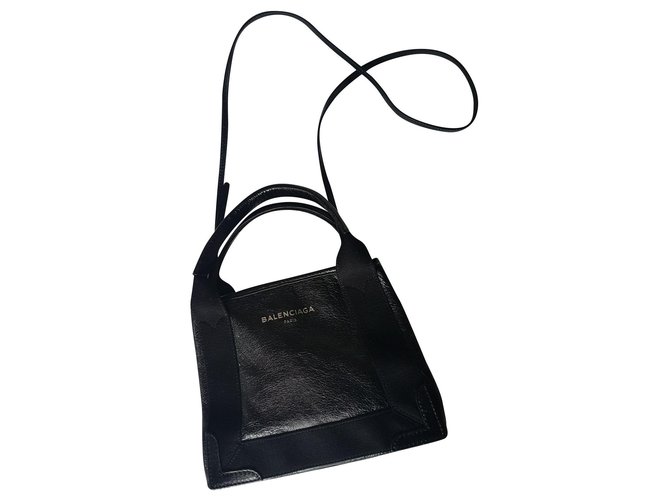 Balenciaga Handbags Black Leather Cloth  ref.154354