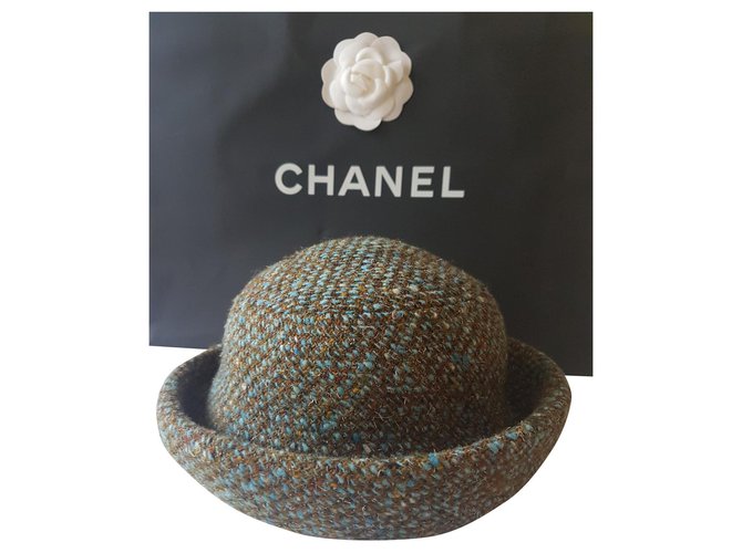 Chanel cappelli Multicolore Verde Tweed  ref.154363