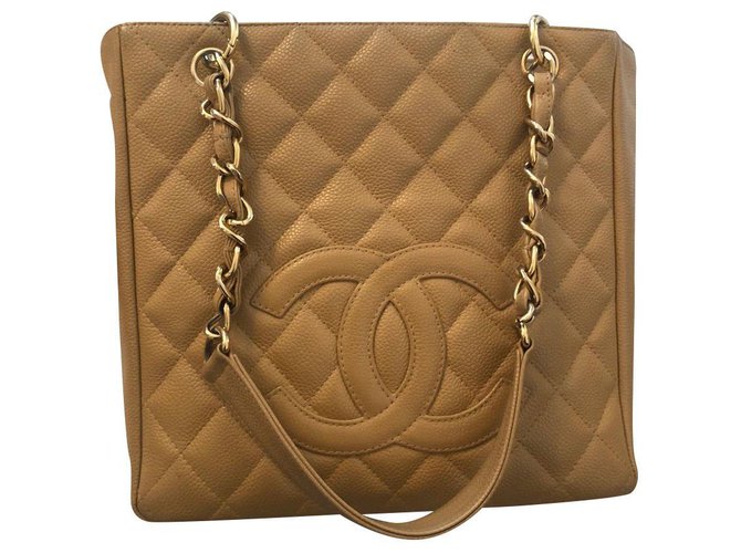 Chanel Shopping Beige Leather  ref.154370