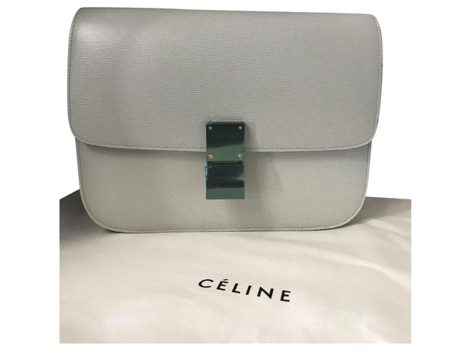 Céline CELINE CLASSIC BOX BAG NOVO TAMANHO MÉDIO COURO LIEGE Cinza  ref.154407