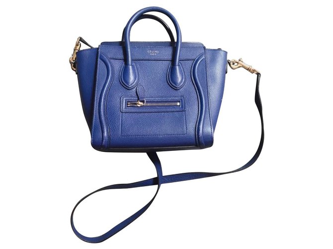Luggage Céline Handbags Blue Leather  ref.154478