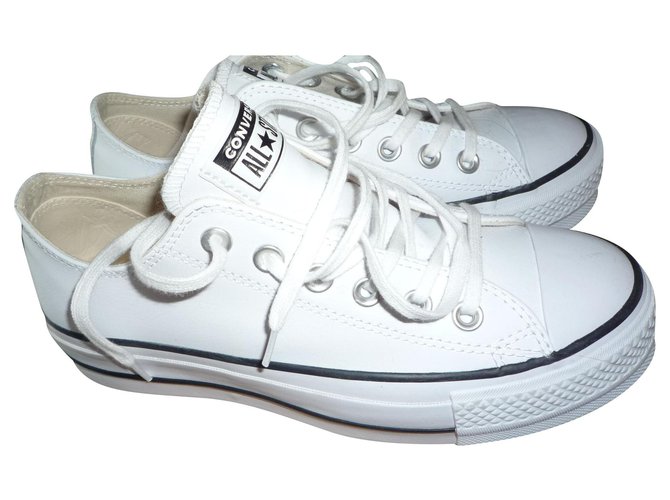 Converse all star White Leather  ref.154496