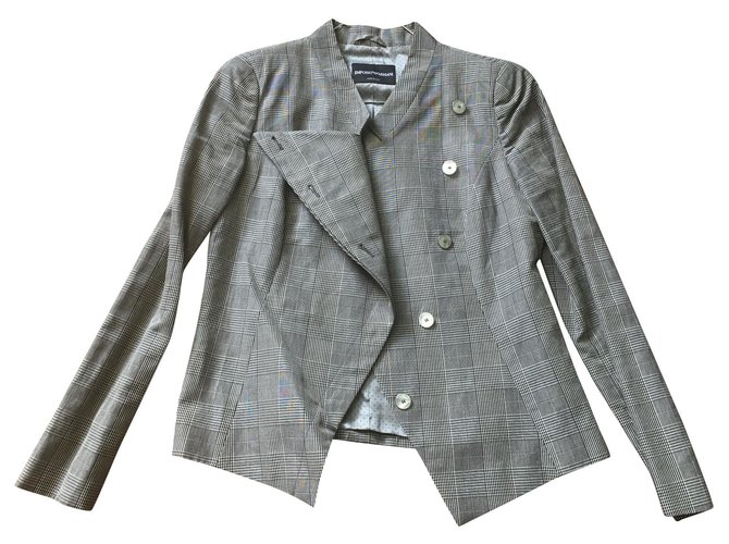 Emporio Armani Superb short structured jacket Grey Synthetic Cotton  ref.154531