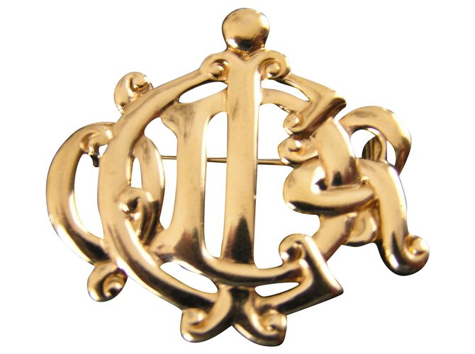 Christian Dior monograma Dourado Metal  ref.154536
