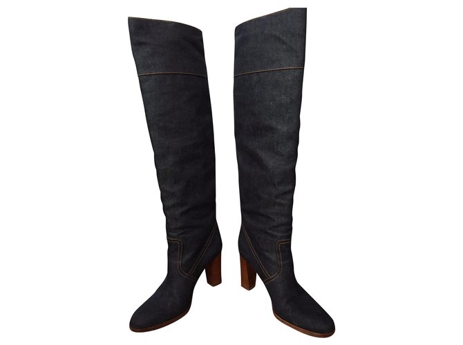 Hermès Stiefel Damenmodell "Far away" Blau Jeans  ref.154546