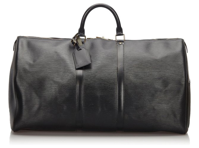 Louis Vuitton Black Epi Keepall 55 Leather  ref.154611