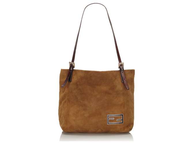 Fendi Brown Suede Tote Bag Light brown Leather  ref.154647