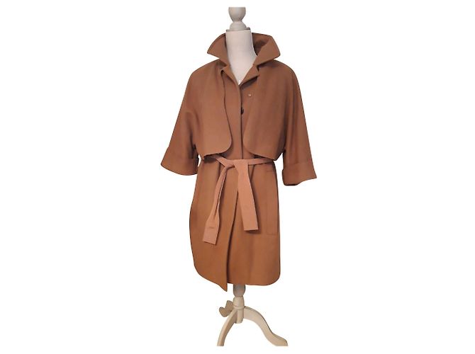 Carven Trench Coat Camel Wool