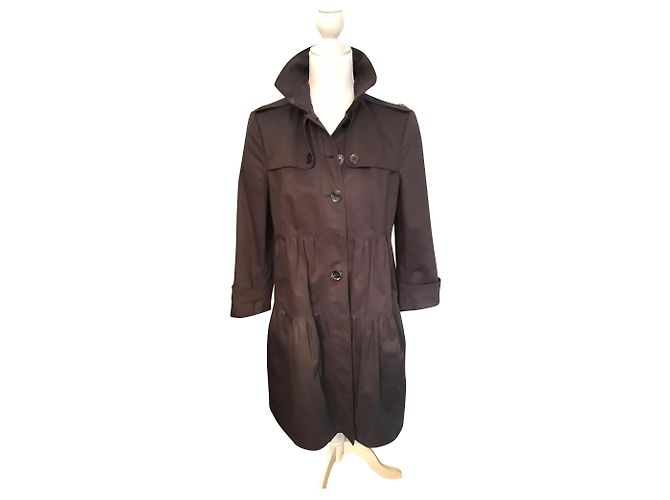Gabardina Burberry Negra de Algodón Negro