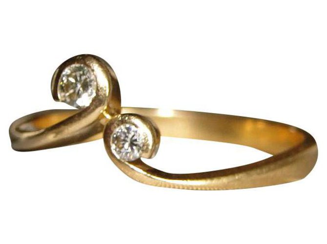 inconnue Ring You and Me 2 diamantes 0.15 cts de ouro 18 Kts T 53 Dourado Ouro amarelo  ref.154740