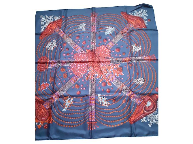 Hermès Sciarpe di seta Blu navy
