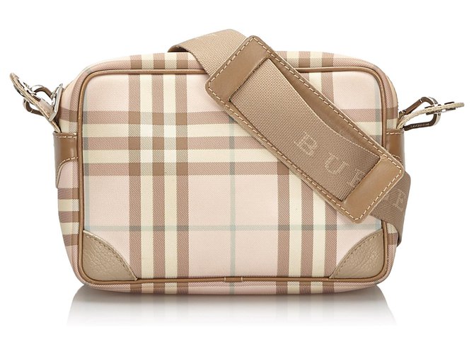 Burberry Solid Leather Crossbody Bag - Pink Crossbody Bags